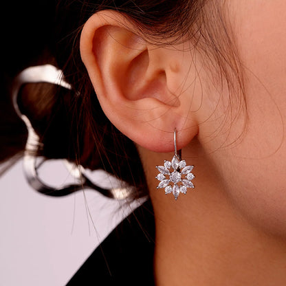 1 Pair Ig Style Simple Style Star Water Droplets Flower Plating Inlay Copper Zircon White Gold Plated Drop Earrings Ear Studs