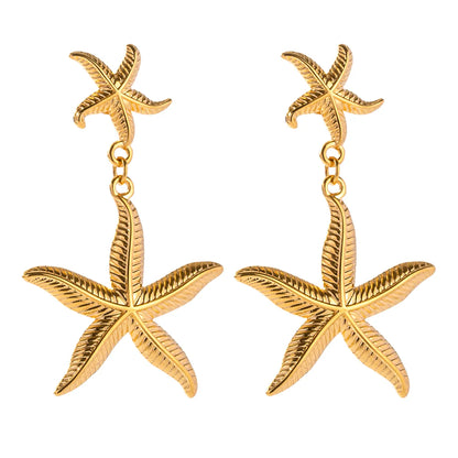 1 Pair Ig Style Simple Style Starfish Plating Stainless Steel 18k Gold Plated Drop Earrings