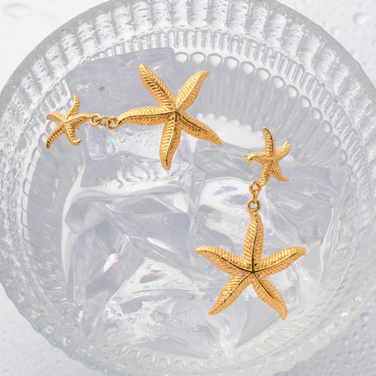 1 Pair Ig Style Simple Style Starfish Plating Stainless Steel 18k Gold Plated Drop Earrings