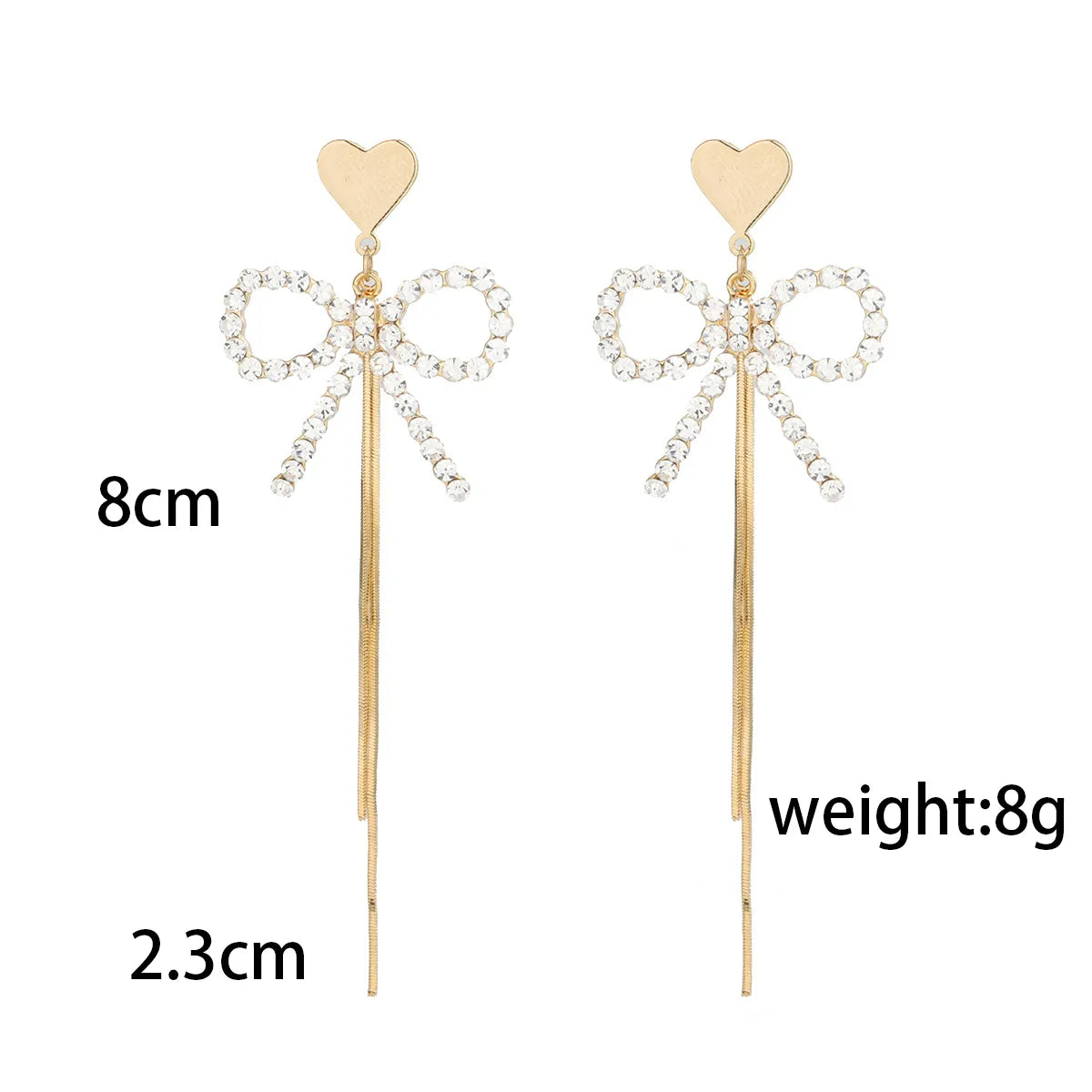 1 Pair IG Style Simple Style Tassel Bow Knot Plating Inlay Copper Drop Earrings