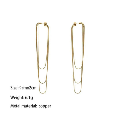 1 Pair IG Style Simple Style Tassel Solid Color Plating Copper Earrings