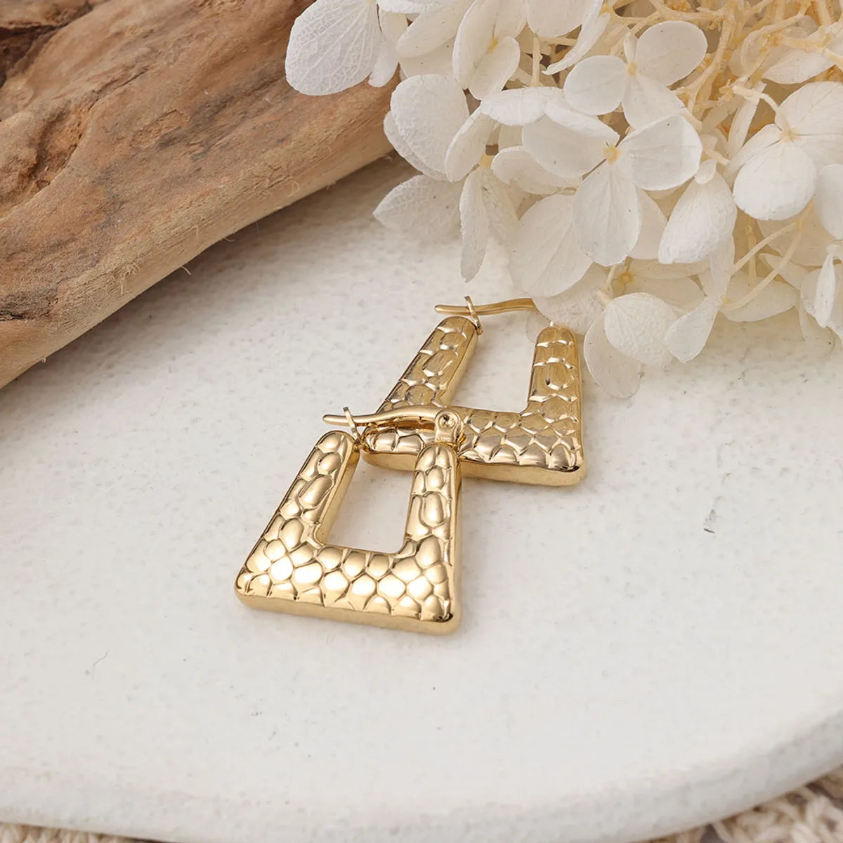 1 Pair IG Style Simple Style Trapezoid Plating Stainless Steel Earrings