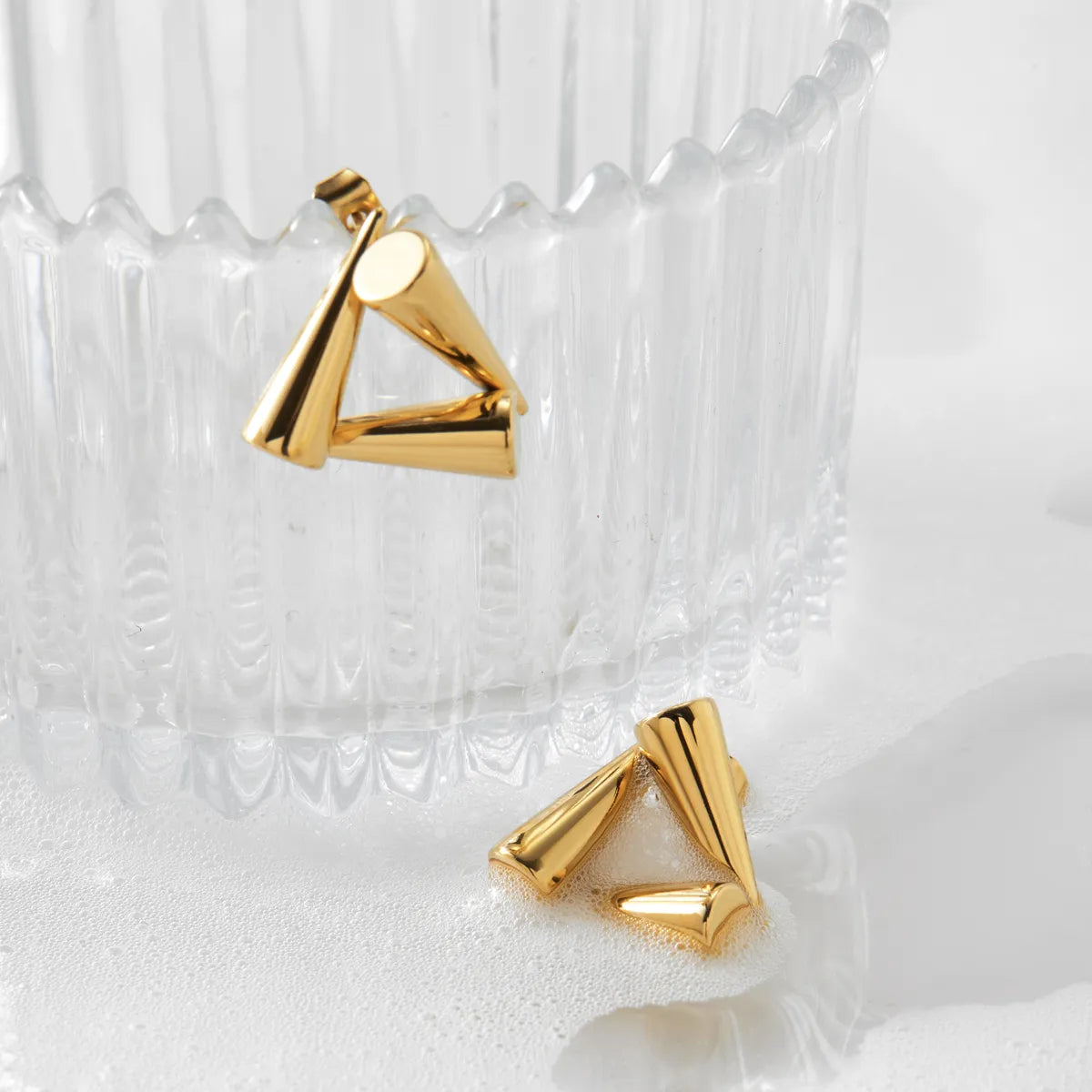 1 Pair IG Style Simple Style Triangle 304 Stainless Steel 16K Gold Plated White Gold Plated Gold Plated Ear Studs