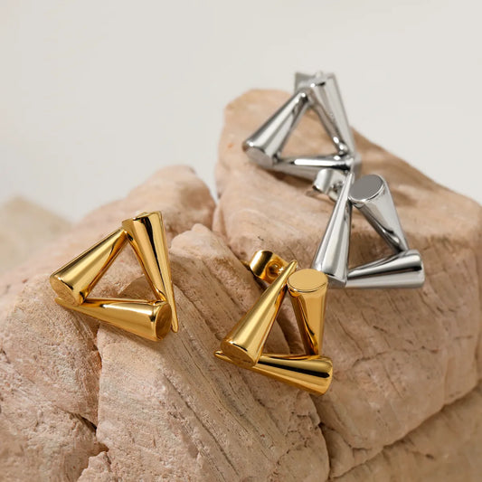 1 Pair IG Style Simple Style Triangle 304 Stainless Steel 16K Gold Plated White Gold Plated Gold Plated Ear Studs