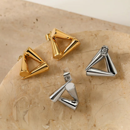 1 Pair IG Style Simple Style Triangle 304 Stainless Steel 16K Gold Plated White Gold Plated Gold Plated Ear Studs