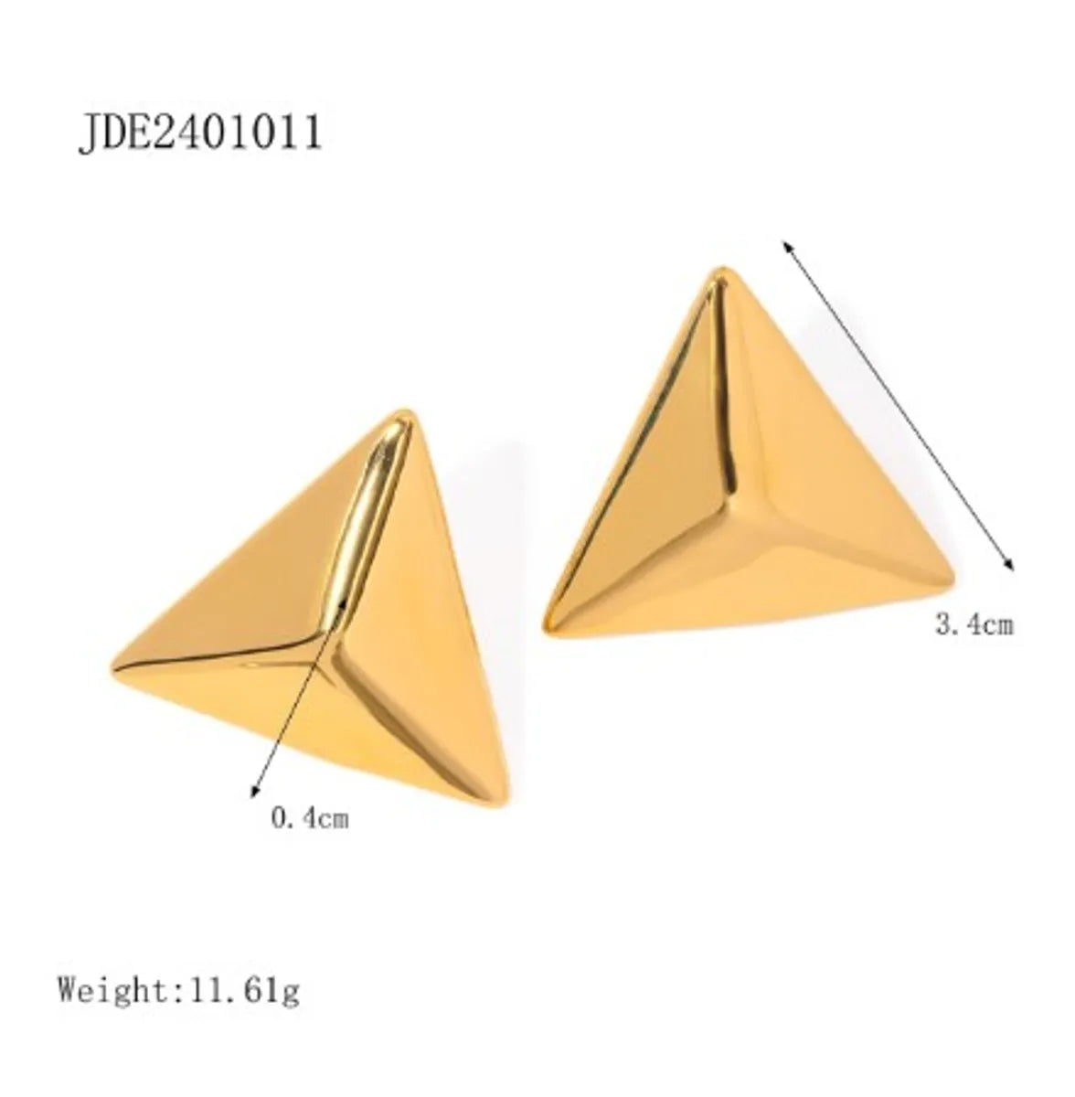 1 Pair IG Style Simple Style Triangle 304 Stainless Steel 18K Gold Plated Ear Studs