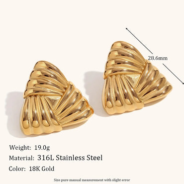 1 Pair Ig Style Simple Style Triangle Plating Stainless Steel 18k Gold Plated Ear Studs