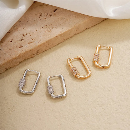 1 Pair Ig Style Simple Style U Shape Plating Inlay Copper Zircon Earrings