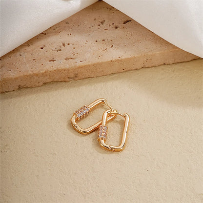 1 Pair Ig Style Simple Style U Shape Plating Inlay Copper Zircon Earrings