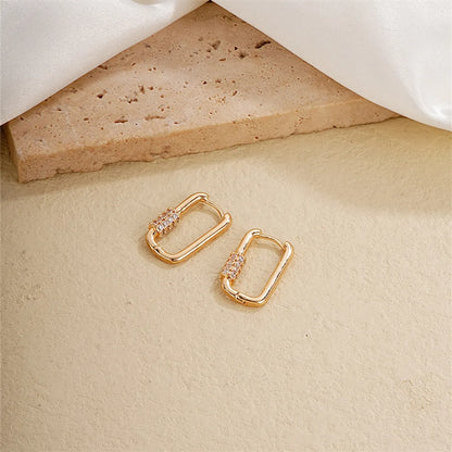 1 Pair Ig Style Simple Style U Shape Plating Inlay Copper Zircon Earrings