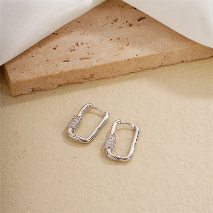 1 Pair Ig Style Simple Style U Shape Plating Inlay Copper Zircon Earrings