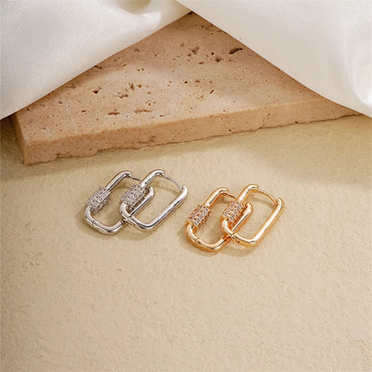 1 Pair Ig Style Simple Style U Shape Plating Inlay Copper Zircon Earrings