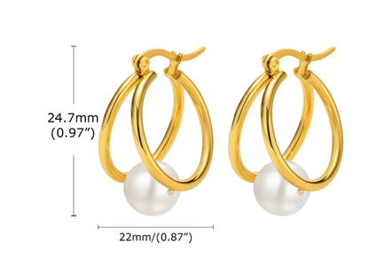 1 Pair Ig Style Simple Style U Shape Plating Inlay Titanium Steel Artificial Pearls 18k Gold Plated Earrings