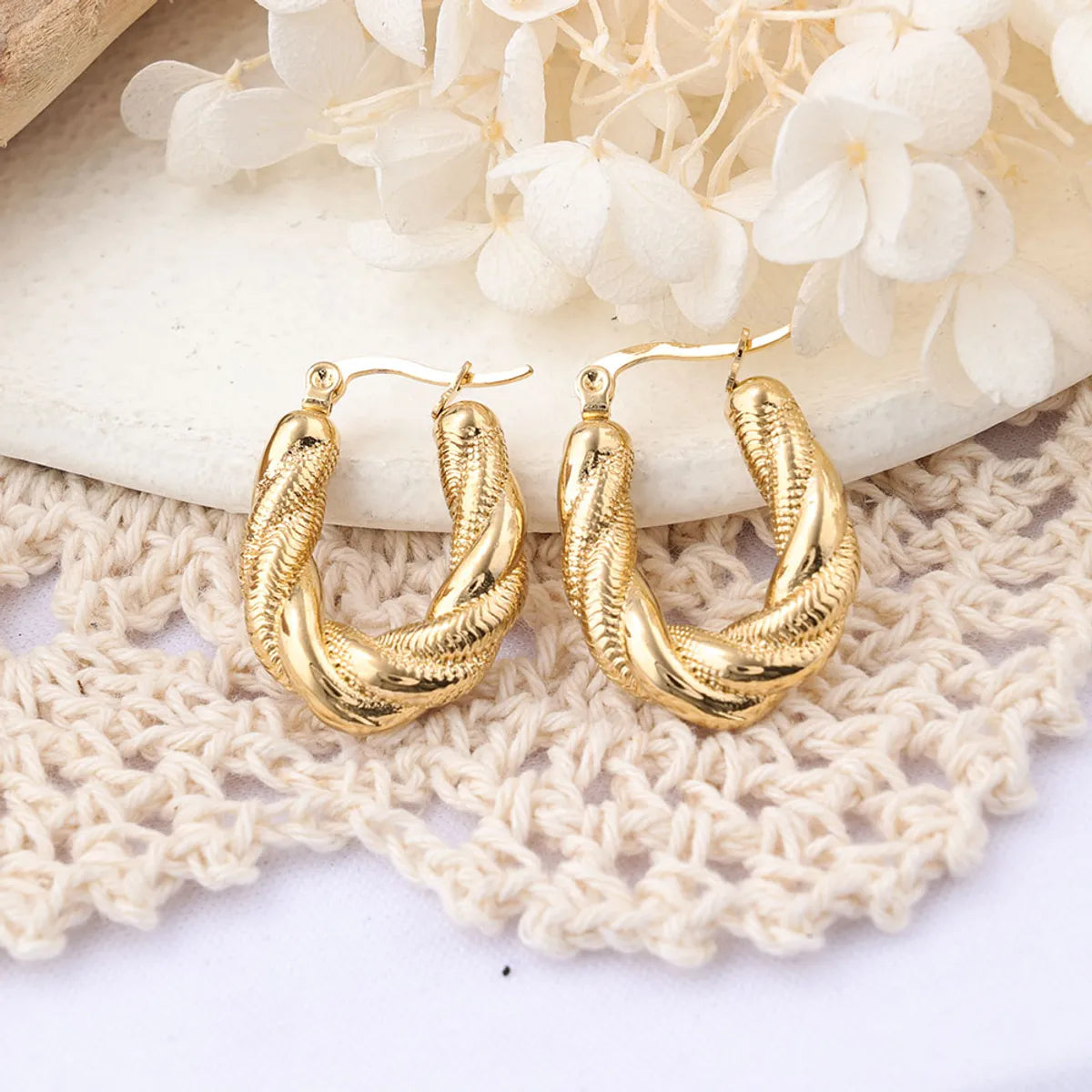 1 Pair IG Style Simple Style U Shape Plating Stainless Steel Earrings