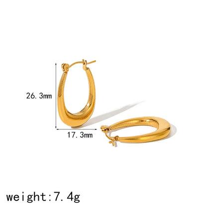 1 Pair IG Style Simple Style U Shape Polishing 304 Stainless Steel 18K Gold Plated Earrings