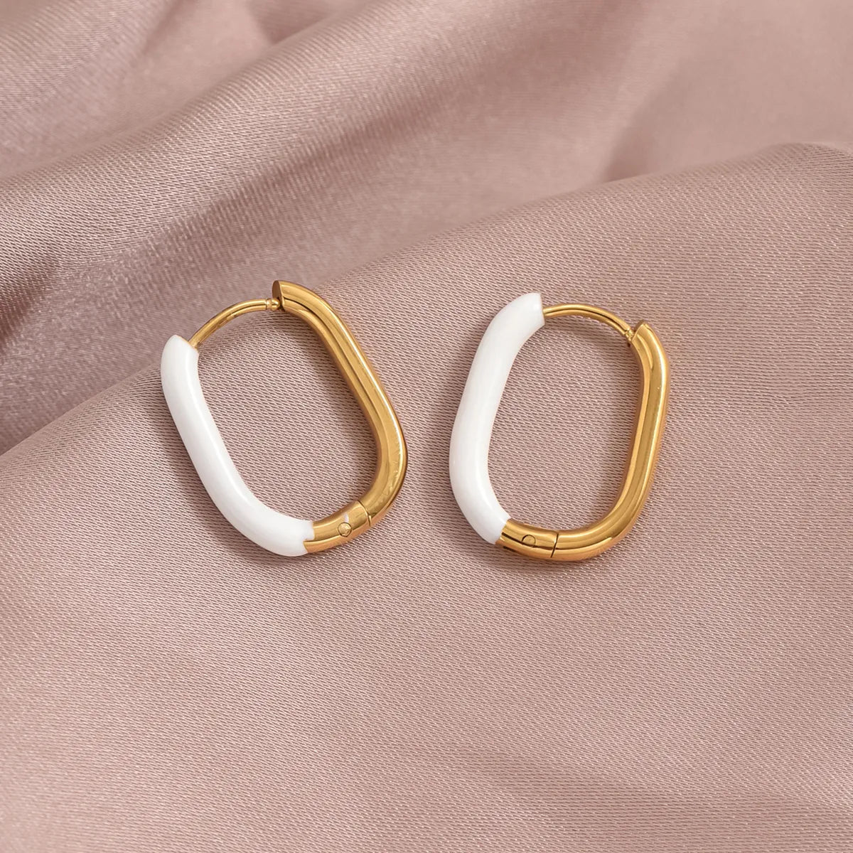 1 Pair Ig Style Simple Style U Shape Polishing Plating Stainless Steel Synthetic Resin 14k Gold Plated Earrings