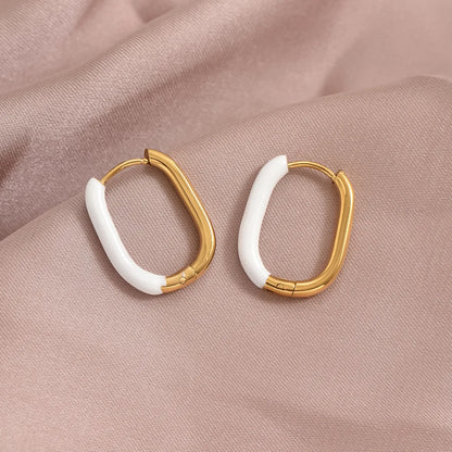 1 Pair Ig Style Simple Style U Shape Polishing Plating Stainless Steel Synthetic Resin 14k Gold Plated Earrings