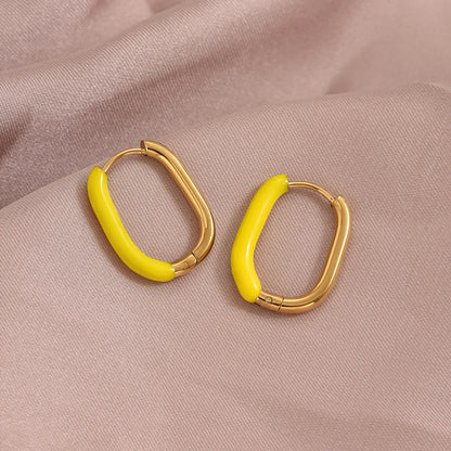 1 Pair Ig Style Simple Style U Shape Polishing Plating Stainless Steel Synthetic Resin 14k Gold Plated Earrings