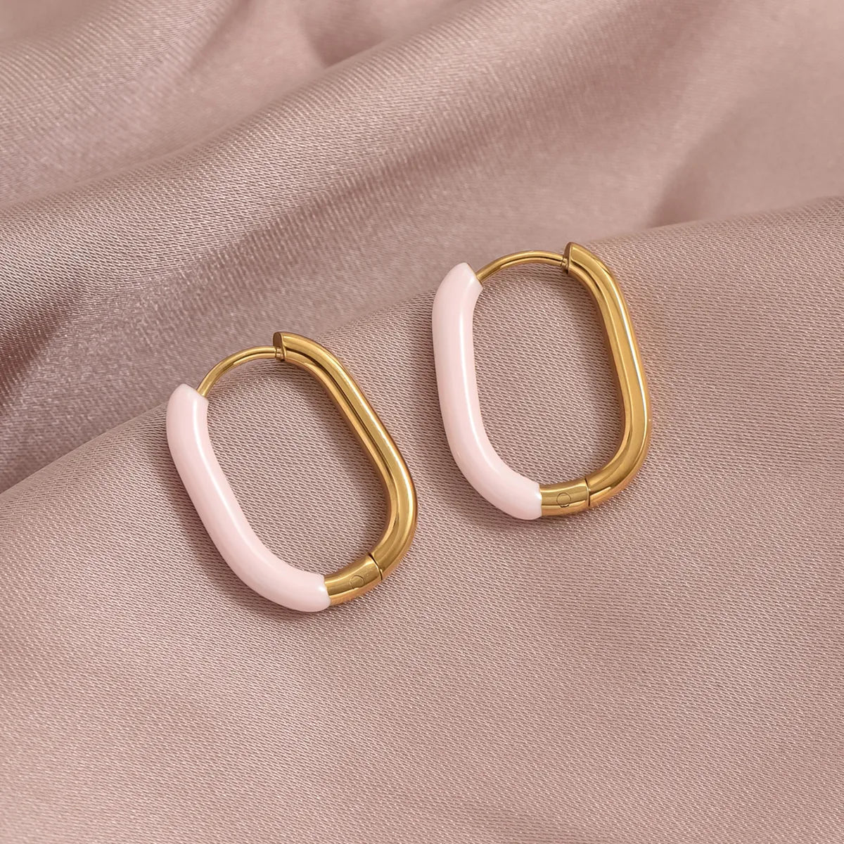 1 Pair Ig Style Simple Style U Shape Polishing Plating Stainless Steel Synthetic Resin 14k Gold Plated Earrings