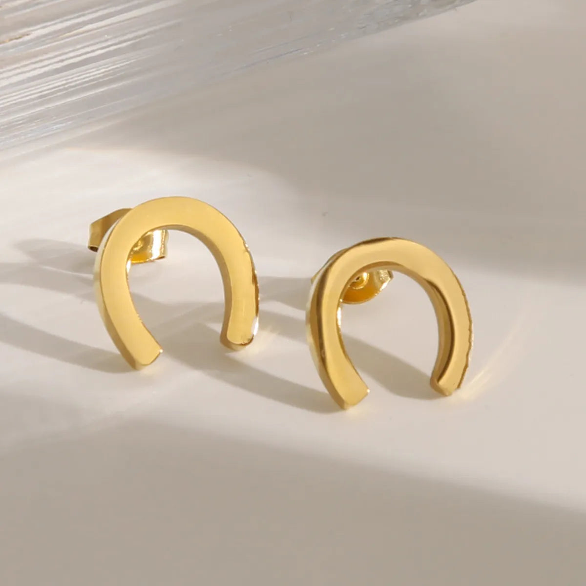 1 Pair IG Style Simple Style U Shape Solid Color 304 Stainless Steel 18K Gold Plated Ear Studs