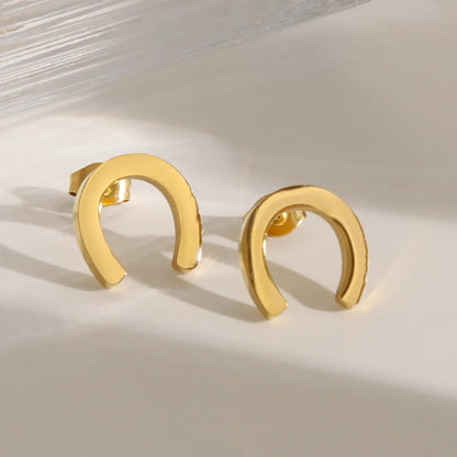 1 Pair IG Style Simple Style U Shape Solid Color 304 Stainless Steel 18K Gold Plated Ear Studs