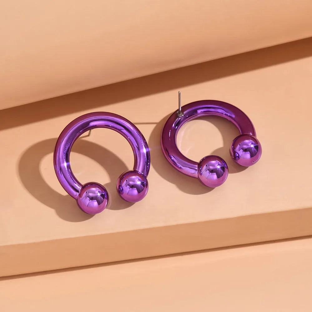 1 Pair IG Style Simple Style U Shape Spray Paint Arylic Ear Studs