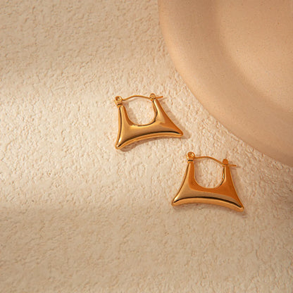 1 Pair Ig Style Simple Style U Shape Trapezoid Plating Stainless Steel Gold Plated Earrings