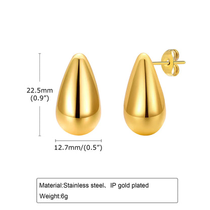 1 Pair IG Style Simple Style Water Droplets 201 Stainless Steel Ear Studs