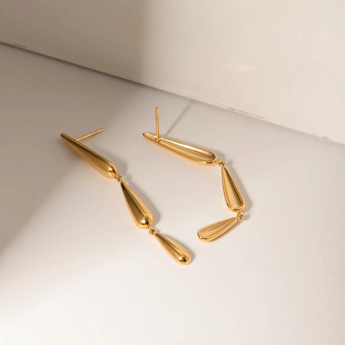 1 Pair IG Style Simple Style Water Droplets 304 Stainless Steel 18K Gold Plated Drop Earrings