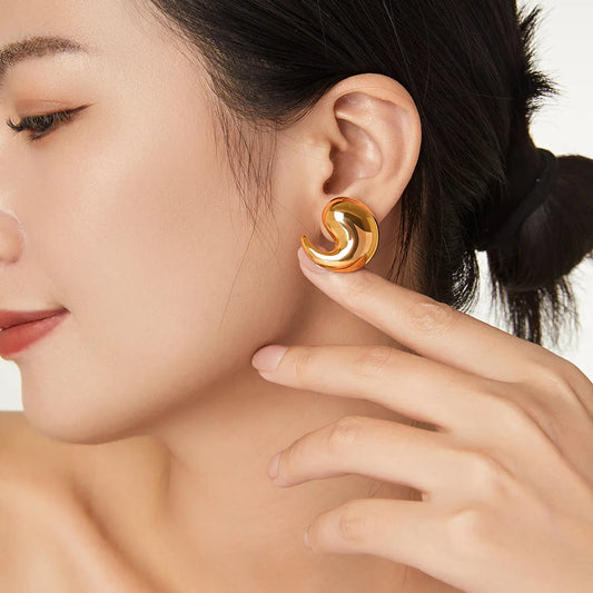 1 Pair IG Style Simple Style Water Droplets 304 Stainless Steel 18K Gold Plated Ear Studs