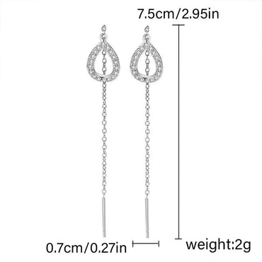 1 Pair IG Style Simple Style Water Droplets Hollow Out Inlay Alloy Rhinestones Ear Line