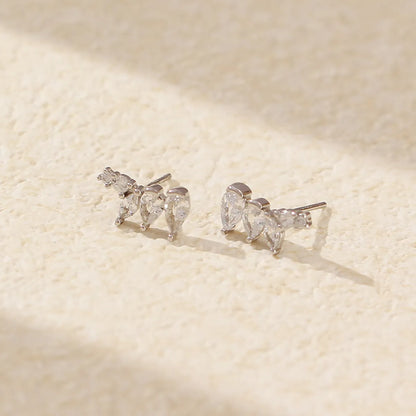 1 Pair IG Style Simple Style Water Droplets Inlay Sterling Silver Zircon Ear Studs