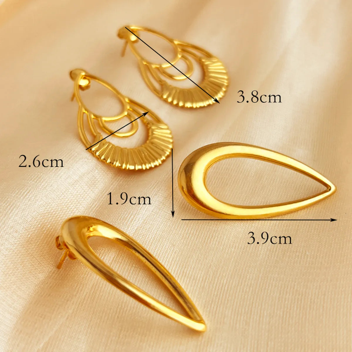 1 Pair IG Style Simple Style Water Droplets Plating 304 Stainless Steel 18K Gold Plated Ear Studs