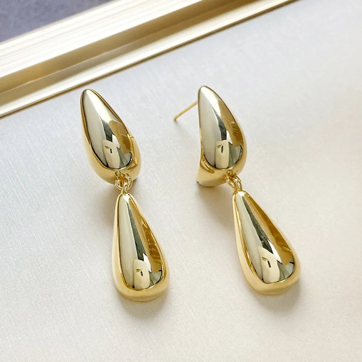 1 Pair Ig Style Simple Style Water Droplets Plating Copper Drop Earrings