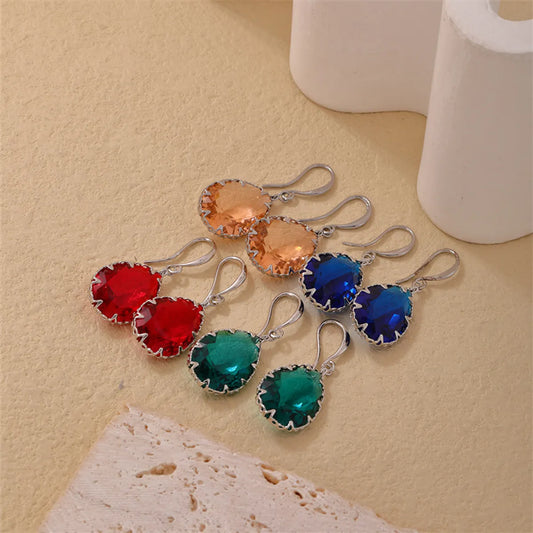 1 Pair Ig Style Simple Style Water Droplets Plating Inlay Copper Zircon Silver Plated Drop Earrings