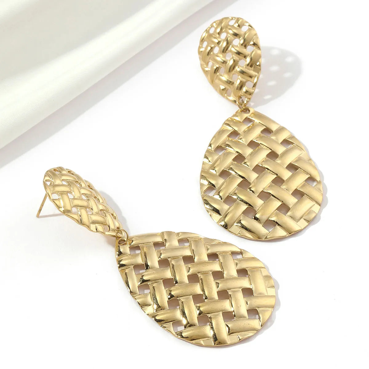 1 Pair Ig Style Simple Style Water Droplets Polishing Plating Titanium Steel 18k Gold Plated Drop Earrings