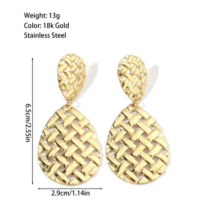 1 Pair Ig Style Simple Style Water Droplets Polishing Plating Titanium Steel 18k Gold Plated Drop Earrings