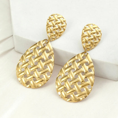 1 Pair Ig Style Simple Style Water Droplets Polishing Plating Titanium Steel 18k Gold Plated Drop Earrings