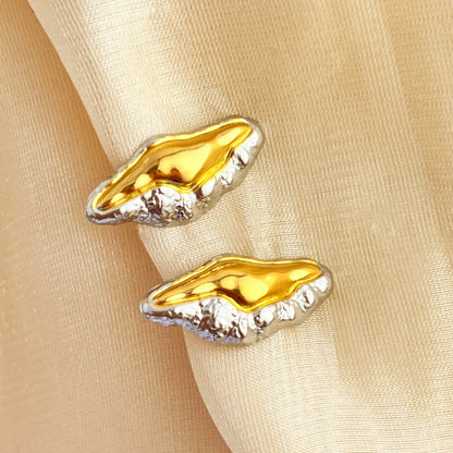 1 Pair IG Style Simple Style Water Droplets Shell Pleated 304 Stainless Steel 18K Gold Plated Ear Studs