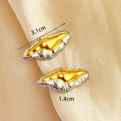 1 Pair IG Style Simple Style Water Droplets Shell Pleated 304 Stainless Steel 18K Gold Plated Ear Studs