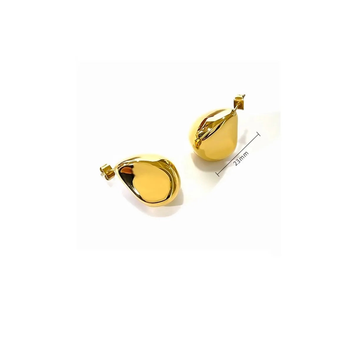 1 Pair IG Style Simple Style Water Droplets Solid Color Stainless Steel 18K Gold Plated Ear Studs