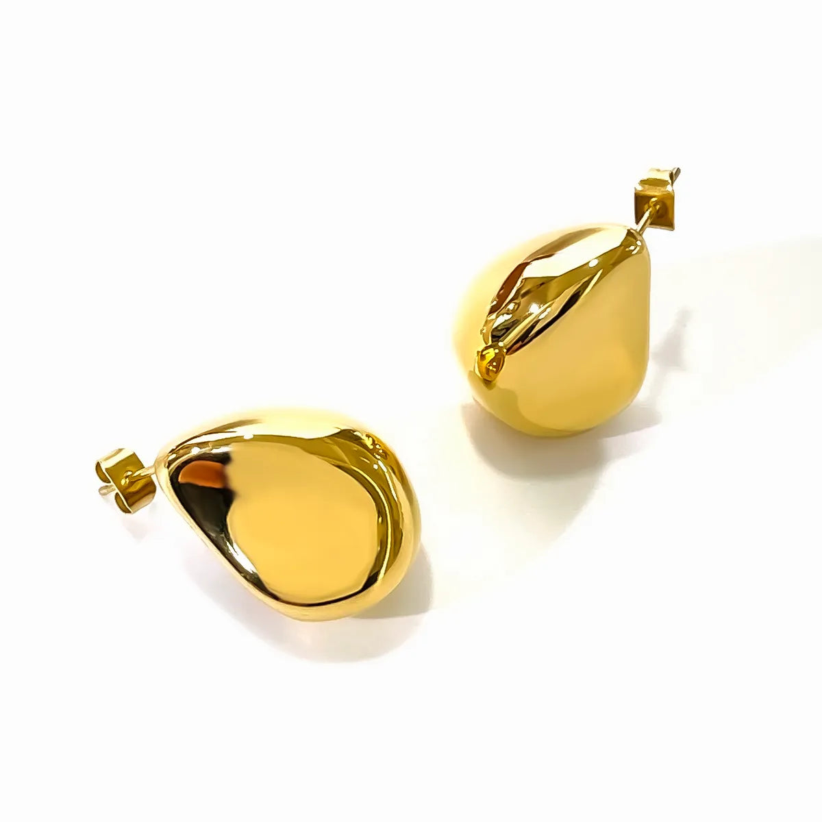 1 Pair IG Style Simple Style Water Droplets Solid Color Stainless Steel 18K Gold Plated Ear Studs