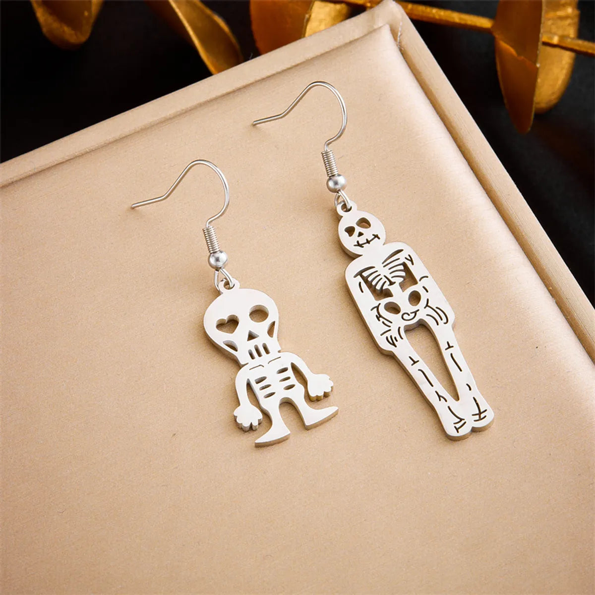 1 Pair Ig Style Skeleton Plating Titanium Steel 18k Gold Plated Drop Earrings