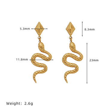 1 Pair IG Style Snake Stainless Steel Drop Earrings