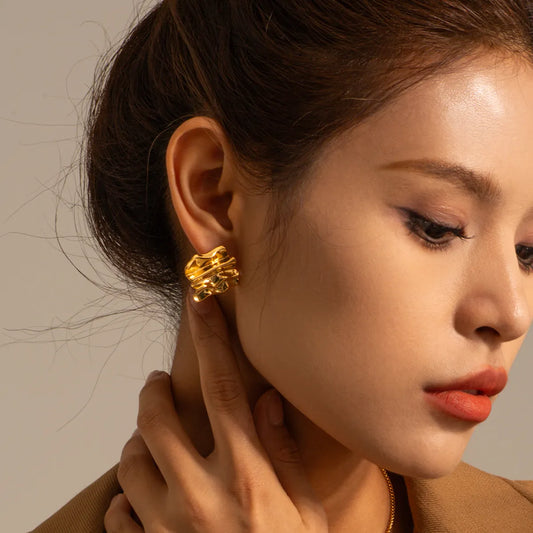 1 Pair Ig Style Solid Color Asymmetrical Plating Stainless Steel 18k Gold Plated Hoop Earrings