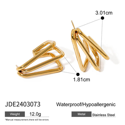 1 Pair IG Style Solid Color Plating 304 Stainless Steel 18K Gold Plated Ear Studs