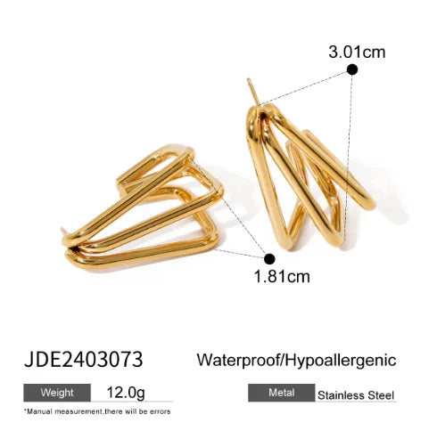 1 Pair IG Style Solid Color Plating 304 Stainless Steel 18K Gold Plated Ear Studs