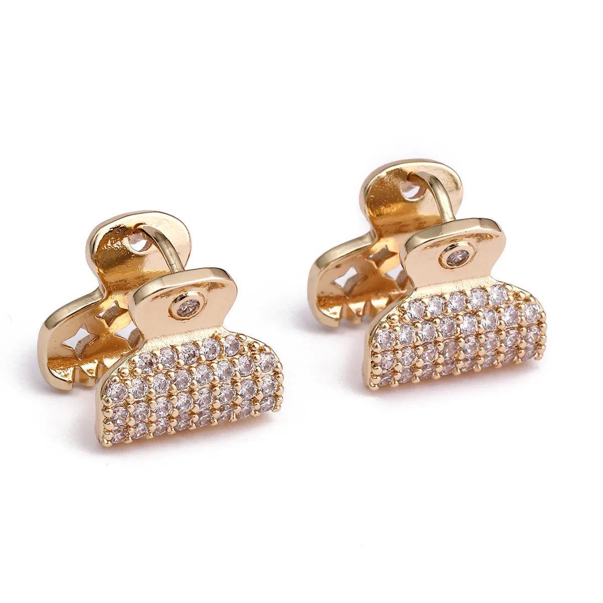 1 Pair Ig Style Solid Color Plating Inlay Copper Zircon 18k Gold Plated Ear Cuffs