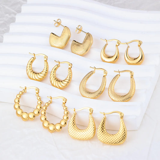 1 Pair IG Style Solid Color Plating Stainless Steel Hoop Earrings