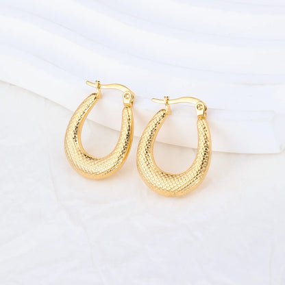 1 Pair IG Style Solid Color Plating Stainless Steel Hoop Earrings